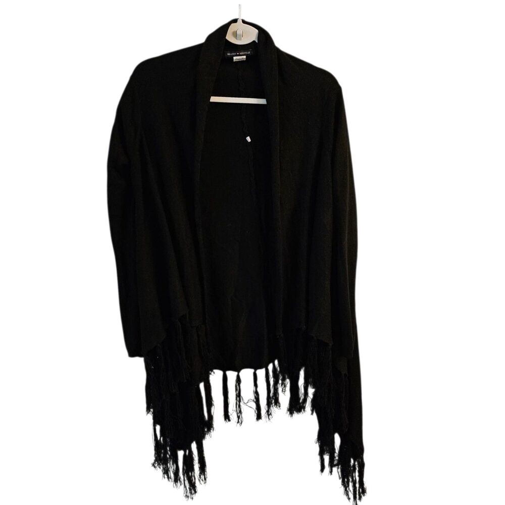 Brandy Melville Cardigan Black One Size Fits Most‎ Fringe Hem Shawl Relaxed